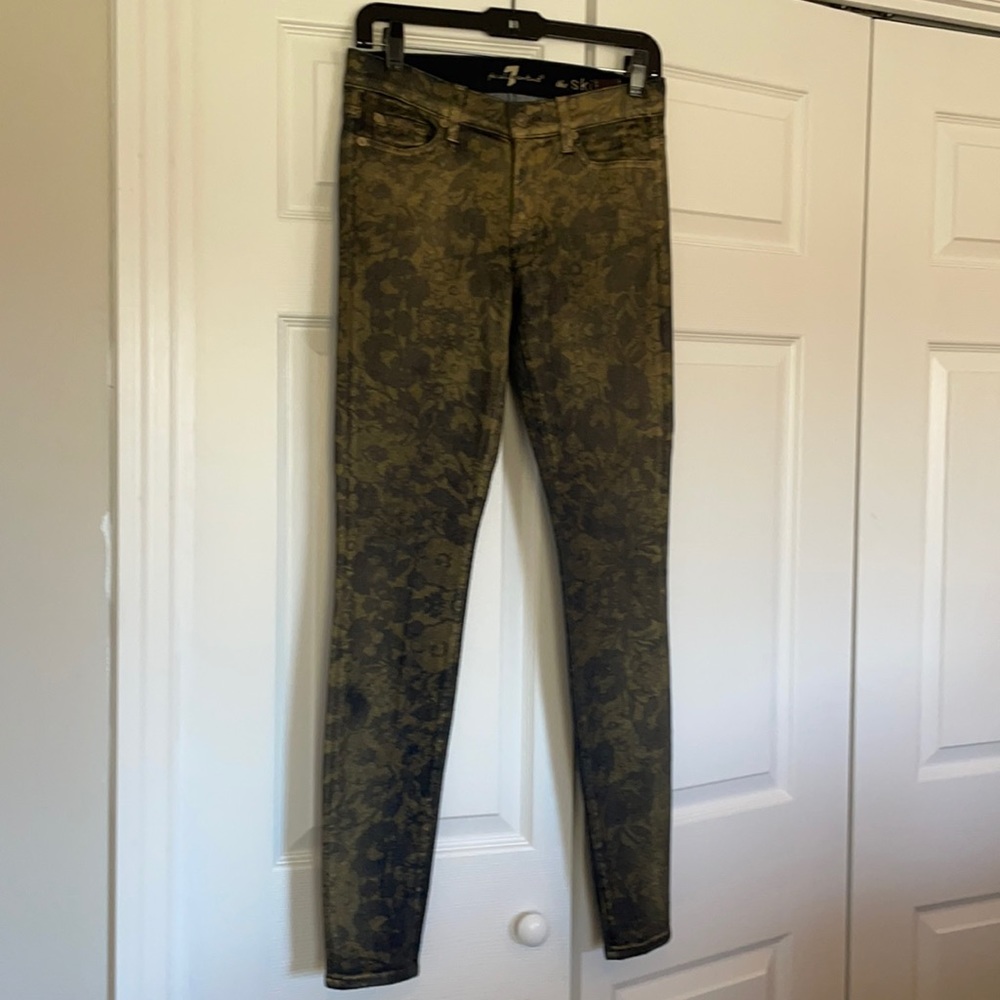 7 for all Mankind Floral Gold Coated Jean